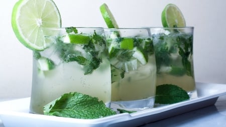 Cocktail with mint - cocktail, drinks, lemon, mint