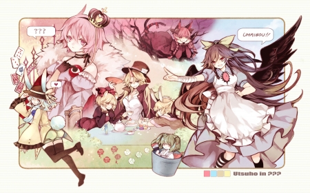 Touhou - cards, anime, touhou, wings, alice in wonderland