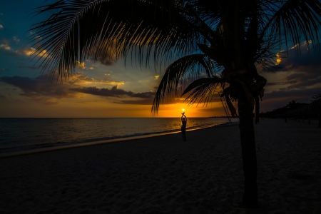 Wonderful Sunset - beach, sunset, girl, sea