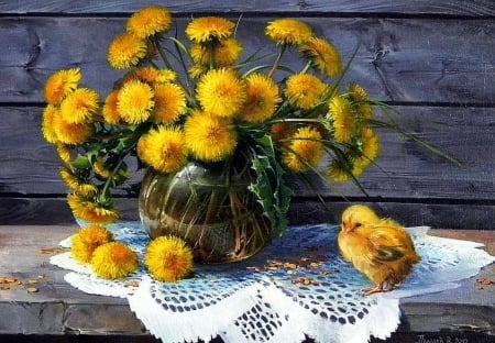 Dandelions - flowers, blossoms, chick, petals, bouquet