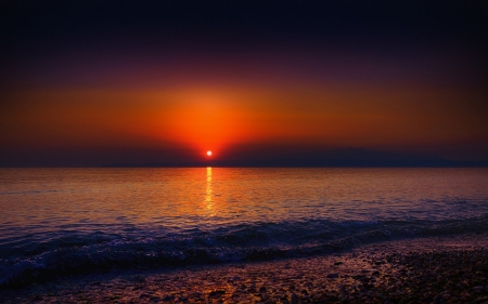 Amazing Sunset - sea, sunset, beach, amazing