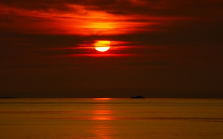 Sunset - clouds, sunset, beach, sky