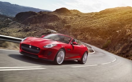 jaguar f type - road, convertible, jaguar, landscape