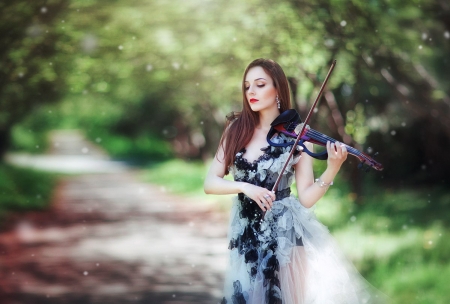 Music For You Sweet Zipporah - beauty, violin, lady, model