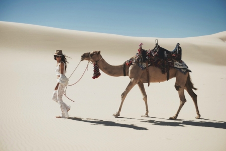 ~ ~  Desert  Traveling ~ ~ - Girl, Sand, Camel, Desert