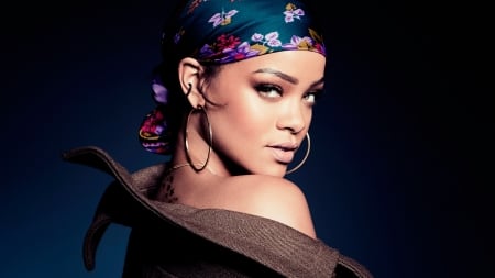 rihanna - coat, scarf, rihanna, woman