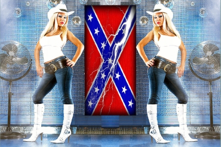 Dixie Darlings - women, fun, female, boots, hats, fashion, models, western, dixie, girls, cowgirls, style, blondes, flags, america