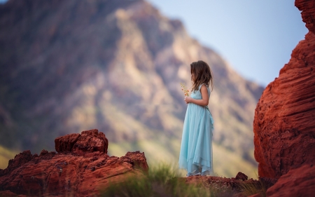 little girl - nice, beauty, people, photography, standing, belle, sightly, white, pretty, baby, childhood, fair, rock, cute, little, kid, bonny, adorable, dainty, mountain, girl, child, lovely, pure, nature, comely, pink, desktopnexus, beautiful, sweet