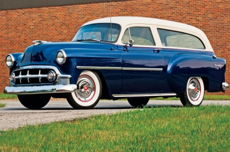 1953-Chevrolet-Nomad - classic, white top, blue, gm