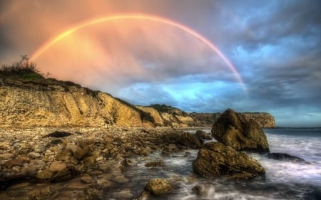 rainbow - fun, nature, rainbow, field, cool