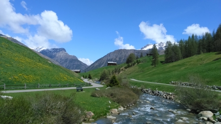 Rivers good in alps Italian...ciao... Besh... - rainbow, sky, mountain, river, sunset, waterfall