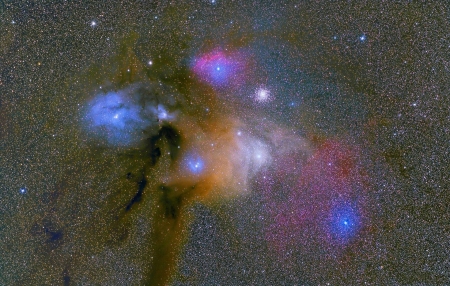 Colorful Clouds Near Rho Ophiuchi - fun, stars, galaxy, cool, space