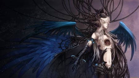 Blue angel - dark, fantasy, sadness, angel