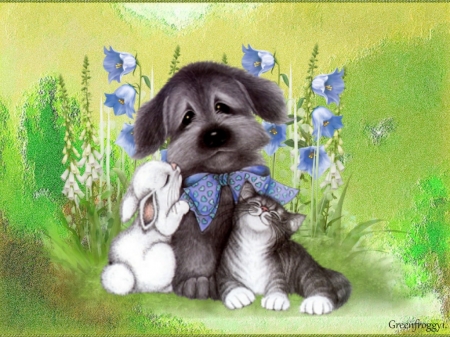 CUTE FRIENDS - cat, rabbit, creation, dog