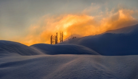 Sunset at winter - winter, nature, amazing, sunset