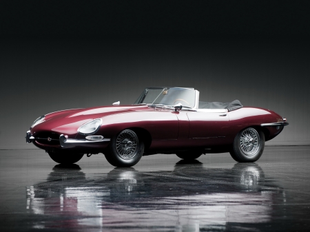 jaguar e type roadster - roadster, red, british, jaguar