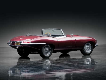 jaguar e type roadster - roadster, red, british, jaguar