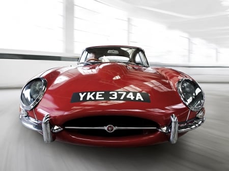 jaguar e type - jaguar, coupe, british, red