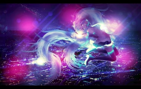 Hatsune Miku - anime, vocaloid, blue, girl, hatsune miku, pink, manga, purple, alicehato