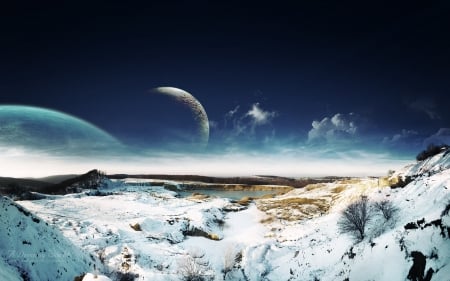 Dreamy Sky Snow - nature, sky, landscape, snow, mountains, planet, dreamy