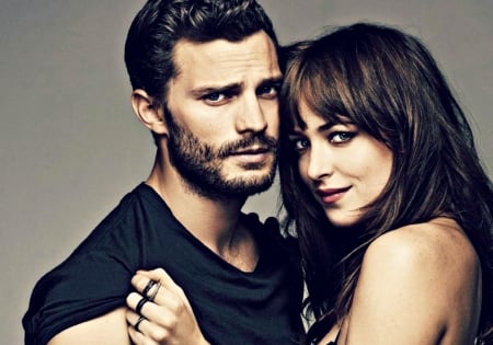 Jamie Dornan and Dakota Johnson - woman, actress, couple, movie, girl, black, jamie dornan, dakota johnson, man, actor, fifty shades of grey