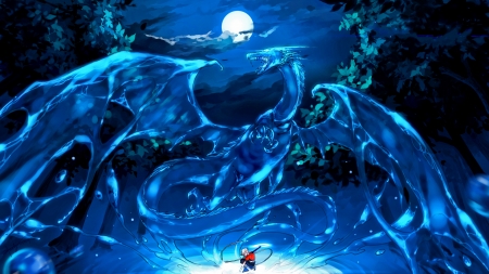 Fantasia - moon, fantasy, magic, dragon