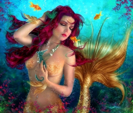 ~Mermaid of Dreams~ - creative pre-made, digital art, fishes, models, weird things people wear, photomanipulation, tail, girls, fantasy, mermaids, love four seasons