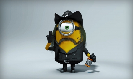 Minions (2015) - minions, hat, yellow, movie, funny, fantasy, black