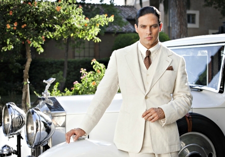 Rodolfo Valentino - La leggenda (2013) - gabriel garko, la leggenda, tv series, white, car, vintage, man, actor, retro, rodolfo valentino