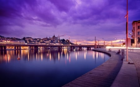 Stockholm View - clouds, water, stockholm, beautiful, reflection, architecture, sweden, modern, lights, sky