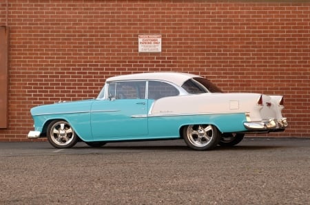 1955-Chevy-Street-Machine - white, classic, aqua, gm