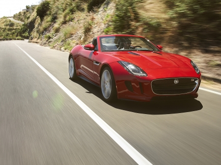 jaguar f type - red, british, convertible, jaguar