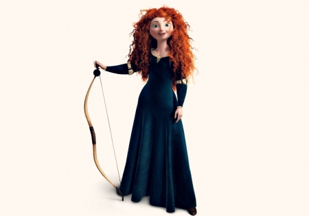 Merida - princess, redhead, merida, movie, girl, brave, black, fantasy, archer, disney, arrow