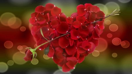 ~*~ Sweet Heart ~*~ - abstract, hd wallpaper, heart, rose petals, fantasy