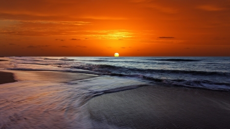 Beach Sunset - nature, ocean, beach, sunset, sea, sand