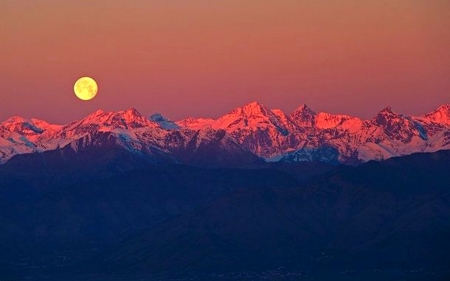 Full Moon - moon, alps, nature, mountain