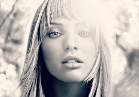 Candice Swanepoel - girl, black, white, woman, model, bw, Candice Swanepoel, face, young