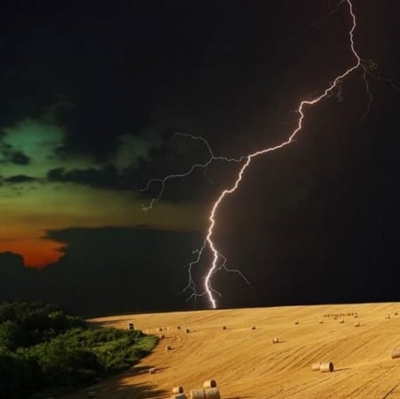 Great Shot - nature, lightning, land, storm