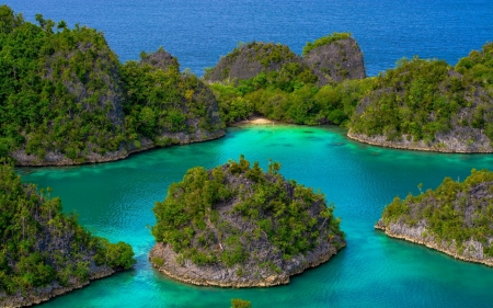 Hidden Beach - trees, summer, beach, beautiful, sea, vacations, islands, tropical, paradise