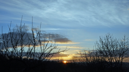 Sunset at Le Vey - phil brown, france, sunset, le vey, widescreen