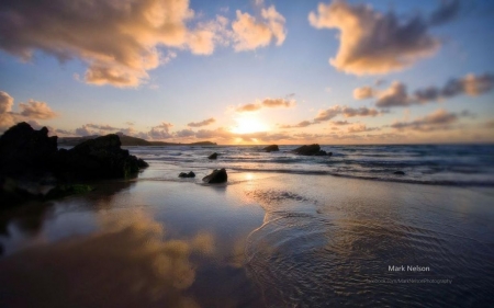 Breaking dusk - landscape, scene, sunrise, reflection, dawn, lake, sky, clouds, abstract, water, photography, sea, ocean, nature, sunset, dusk, wallpaper