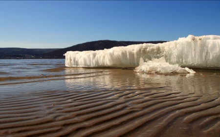 A Cold, Icy Beach - nature, ice, water, beach