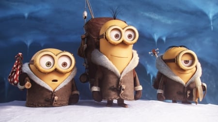 Minions - entertainment, minions, snow, beautiful, winter, funny, movies