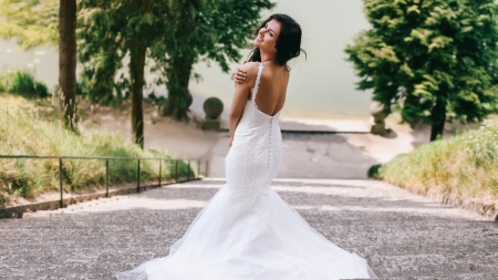 Beautiful Young Bride - smile, girl, wedding dress, model