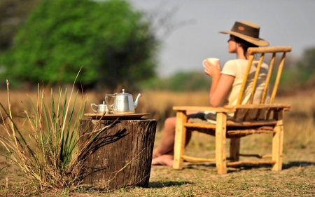 Tea Drinking Cowgirl - women, style, fun, girls, models, female, fashion, hats, cowgirls, western, ranch