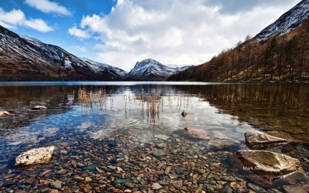 Butter mere Cumbria - mountains, wallpaper, rocks, water, landscape, abstract, lake, reflection, photography, scene, nature, stone