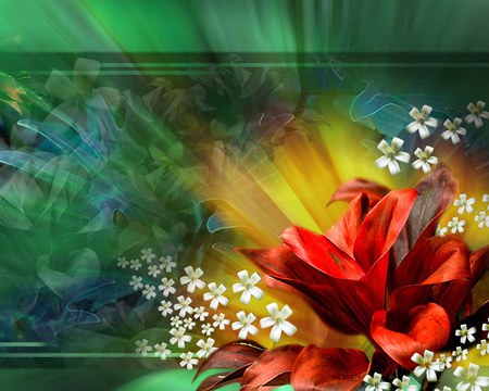 Beautiful Flowers - abstract, flowers, red