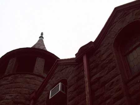 Rustic View - facade, red, tower, rustic, church