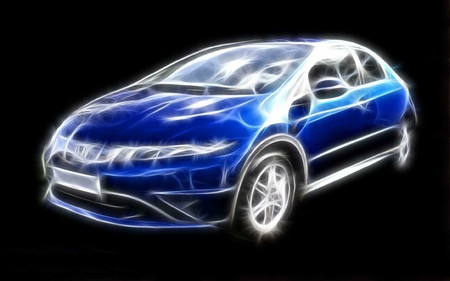 fractal  civic - civic, car, blue, fractal