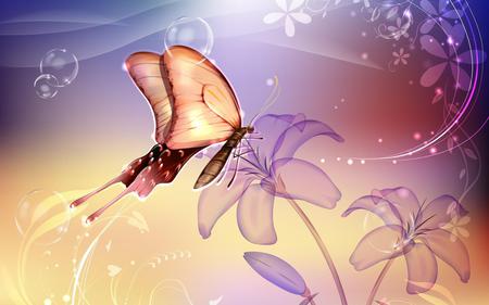 Butterfly - flowers, butterfly, abstract